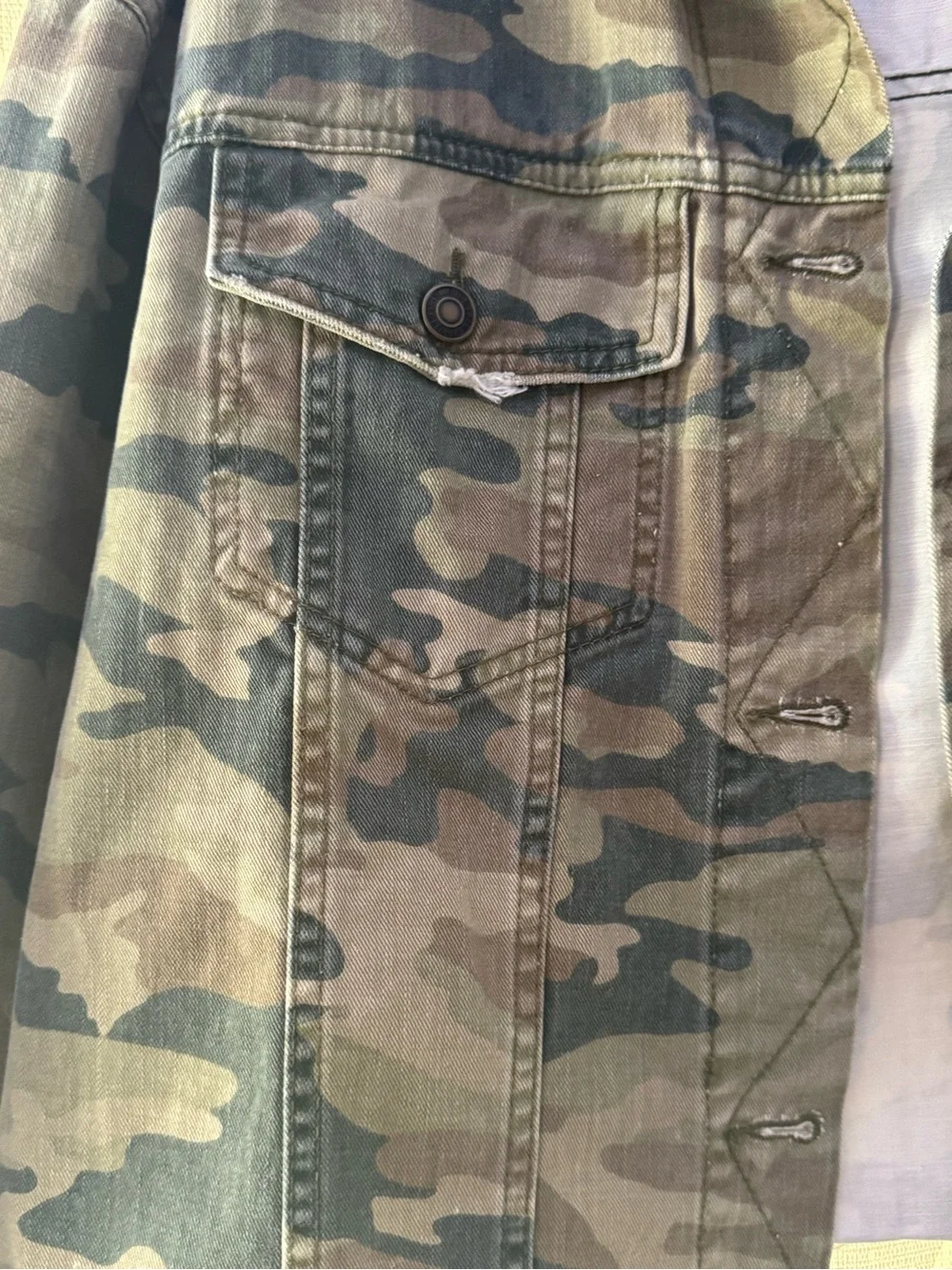 Free people  Women's Camouflage Denim Jacket - Olive Camo - Picture 2 of 6